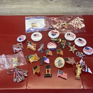 American Flag USA Lapel Hat Pin Vintage Patriotic Red White Blue Bundle lot 31